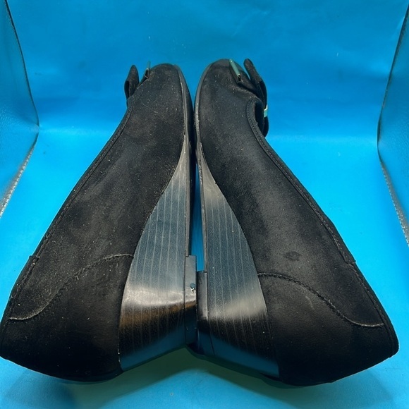 George - women’s faux suede wedge bow shoes, heels black, size 9 - Picture 5 of 7
